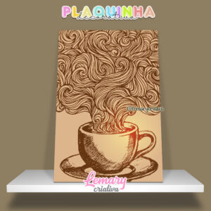 Plaquinha Decorativa MDF 19x28cm Café MOD.00005