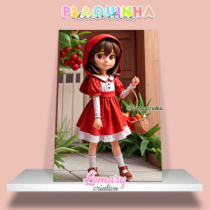 Plaquinha Decorativa MDF 19x28cm Chapeuzinho Vermelho MOD.00001