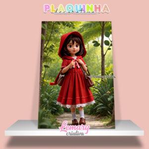 Plaquinha Decorativa MDF 19x28cm Chapeuzinho Vermelho MOD.00003