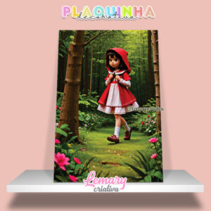 Plaquinha Decorativa MDF 19x28cm Chapeuzinho Vermelho MOD.00005