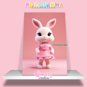 Plaquinha Decorativa MDF 19x28cm Coelhinha MOD.00001