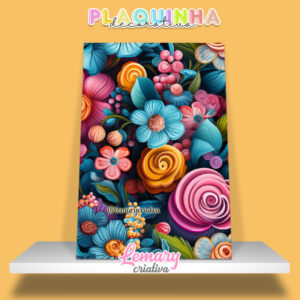 Plaquinha Decorativa MDF 19x28cm Floral MOD.00006 Flores coloridas