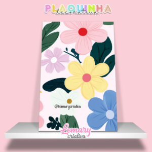 Plaquinha Decorativa MDF 19x28cm Floral MOD.00010 Florzinhas