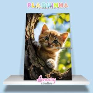 Plaquinha Decorativa MDF 19x28cm Gato MOD.00002