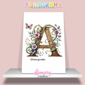 Plaquinha Decorativa MDF 19x28cm Letra A MOD00001