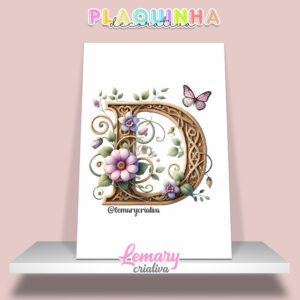 Plaquinha Decorativa MDF 19x28cm Letra D MOD00001