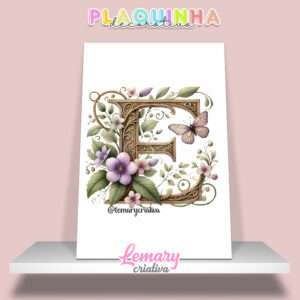 Plaquinha Decorativa MDF 19x28cm Letra E MOD00001
