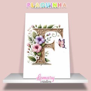 Plaquinha Decorativa MDF 19x28cm Letra F MOD00001