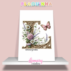 Plaquinha Decorativa MDF 19x28cm Letra L MOD00001