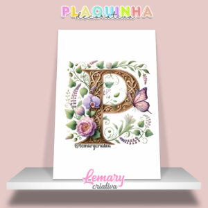 Plaquinha Decorativa MDF 19x28cm Letra P MOD00001