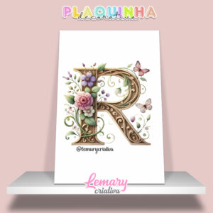 Plaquinha Decorativa MDF 19x28cm Letra R MOD00001