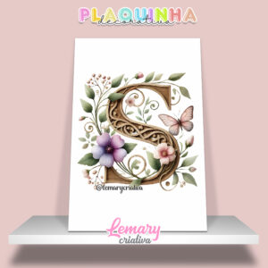 Plaquinha Decorativa MDF 19x28cm Letra S MOD00001