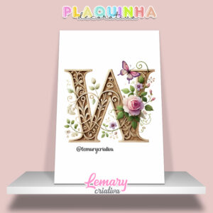 Plaquinha Decorativa MDF 19x28cm Letra W MOD00001