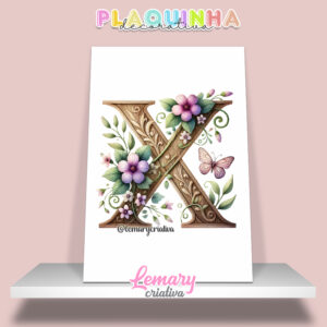 Plaquinha Decorativa MDF 19x28cm Letra X MOD00001