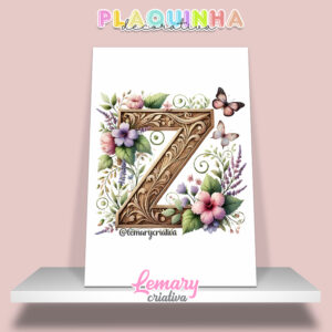 Plaquinha Decorativa MDF 19x28cm Letra Z MOD00001