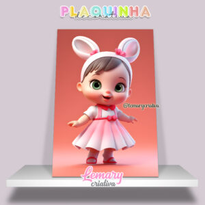 Plaquinha Decorativa MDF 19x28cm Menininha MOD.00002