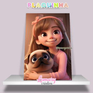 Plaquinha Decorativa MDF 19x28cm Menininha MOD.00003