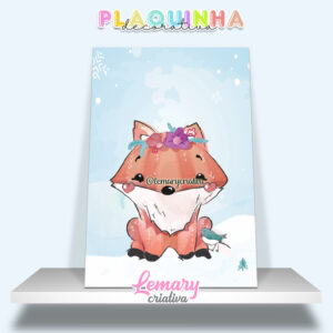 Plaquinha Decorativa MDF 19x28cm Raposinha MOD.00001