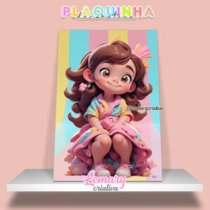 Plaquinha Decorativa MDF 19x28cm Tie Dye Menininha MOD.00001