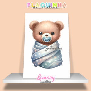 Plaquinha Decorativa MDF 19x28cm Ursinho baby PUB00009 Charutinho