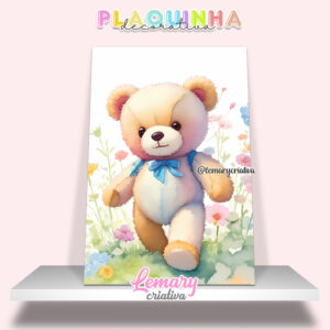 Plaquinha Decorativa MDF 19x28cm Ursinho MOD.00001