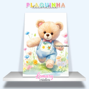 Plaquinha Decorativa MDF 19x28cm Ursinho MOD.00003