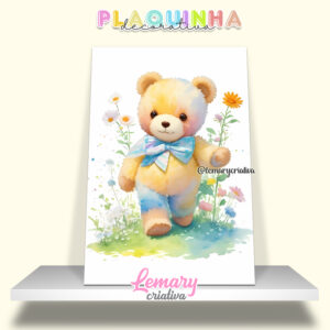 Plaquinha Decorativa MDF 19x28cm Ursinho MOD.00005