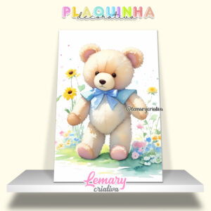 Plaquinha Decorativa MDF 19x28cm Ursinho MOD.00006
