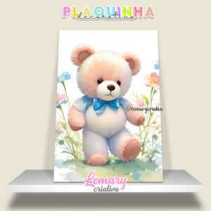 Plaquinha Decorativa MDF 19x28cm Ursinho MOD.00007
