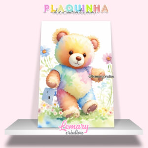 Plaquinha Decorativa MDF 19x28cm Ursinho MOD.00008