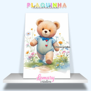 Plaquinha Decorativa MDF 19x28cm Ursinho MOD.00009