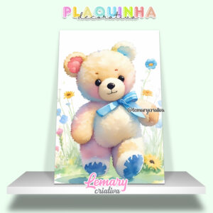 Plaquinha Decorativa MDF 19x28cm Ursinho MOD.00010