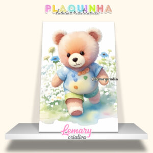 Plaquinha Decorativa MDF 19x28cm Ursinho MOD.00011