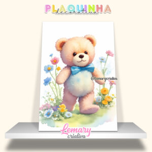 Plaquinha Decorativa MDF 19x28cm Ursinho MOD.00012
