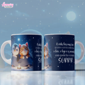 Caneca Amizade entre um pinguim e um gatinho Mod.0001