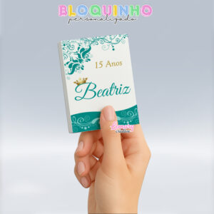 Bloquinho personalizado 15 Anos 100fls 7x10cm Mod.001 (12 unidades)