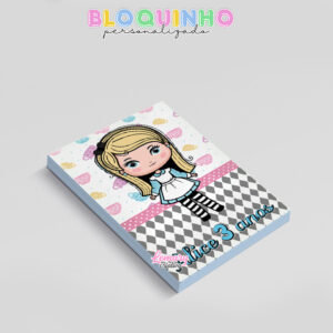 Alternative view of Bloquinho personalizado Alice 100fls 7x10cm Mod.002 (12 unidades)