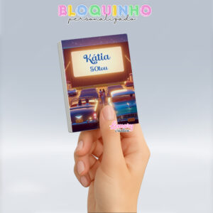 Bloquinho personalizado Anos 50 Drive in Cinema 100fls 7x10cm Mod.001 (12 unidades)