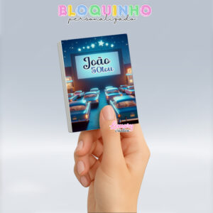 Bloquinho personalizado Anos 50 Drive in Cinema 100fls 7x10cm Mod.002 (12 unidades)