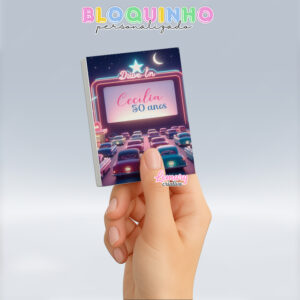 Bloquinho personalizado Anos 50 Drive in Cinema 100fls 7x10cm Mod.003 (12 unidades)