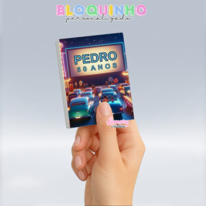 Bloquinho personalizado Anos 50 Drive in Cinema 100fls 7x10cm Mod.006 (12 unidades)
