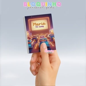 Bloquinho personalizado Anos 50 Drive in Cinema 100fls 7x10cm Mod.008 (12 unidades)