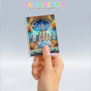 Bloquinho personalizado Cinderela 100fls 7x10cm Mod.001 (12 unidades)