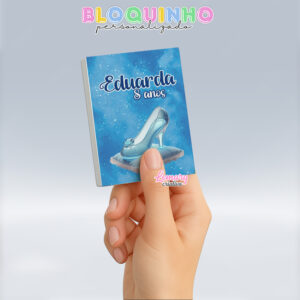 Bloquinho personalizado Cinderela 100fls 7x10cm Mod.002 (12 unidades)