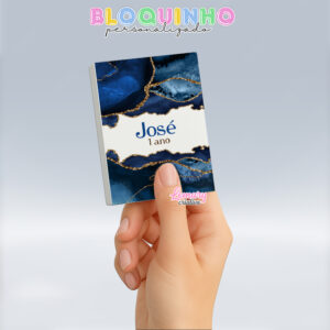 Bloquinho personalizado Cor azul 100fls 7x10cm Mod.001 (12 unidades)