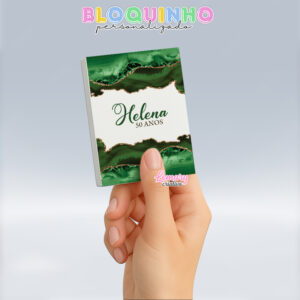 Bloquinho personalizado Cor Verde 100fls 7x10cm Mod.001 (12 unidades)