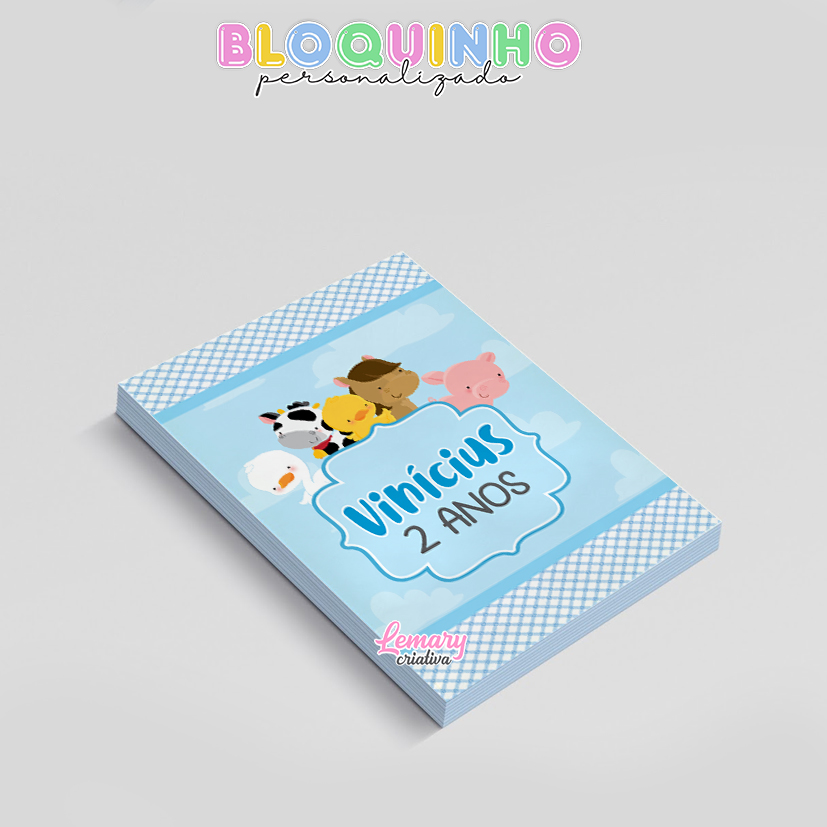 Bloquinho personalizado Fazendinha 100fls 7x10cm Mod.002 (12 unidades) - Imagem 2
