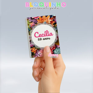 Bloquinho personalizado Floral 100fls 7x10cm Mod.003 (12 unidades)