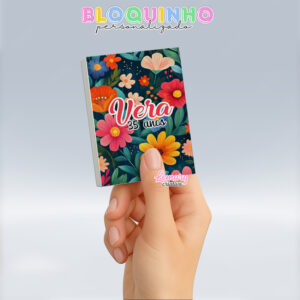 Bloquinho personalizado Floral 100fls 7x10cm Mod.004 (12 unidades)