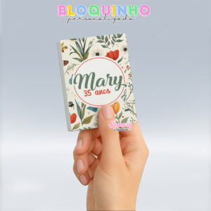 Bloquinho personalizado Floral 100fls 7x10cm Mod.005 (12 unidades)